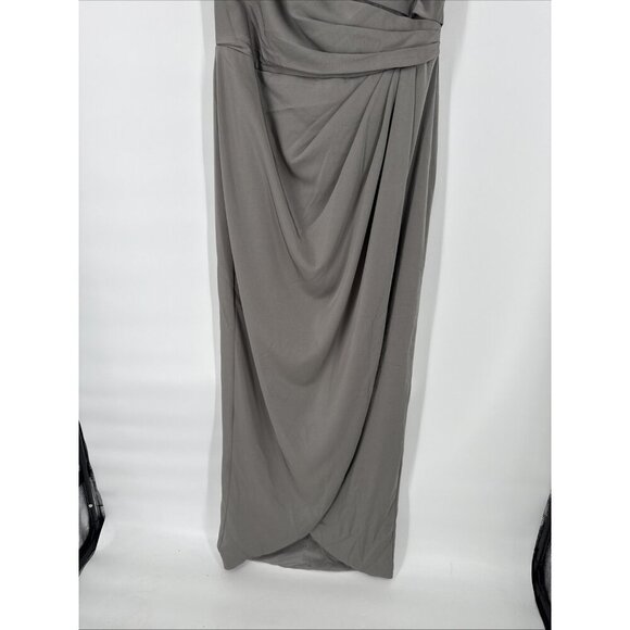 La Femme Size 14 Gray 25206 Surplice Off the Shoulder Column Cocktail Gown Dress - Picture 9 of 12